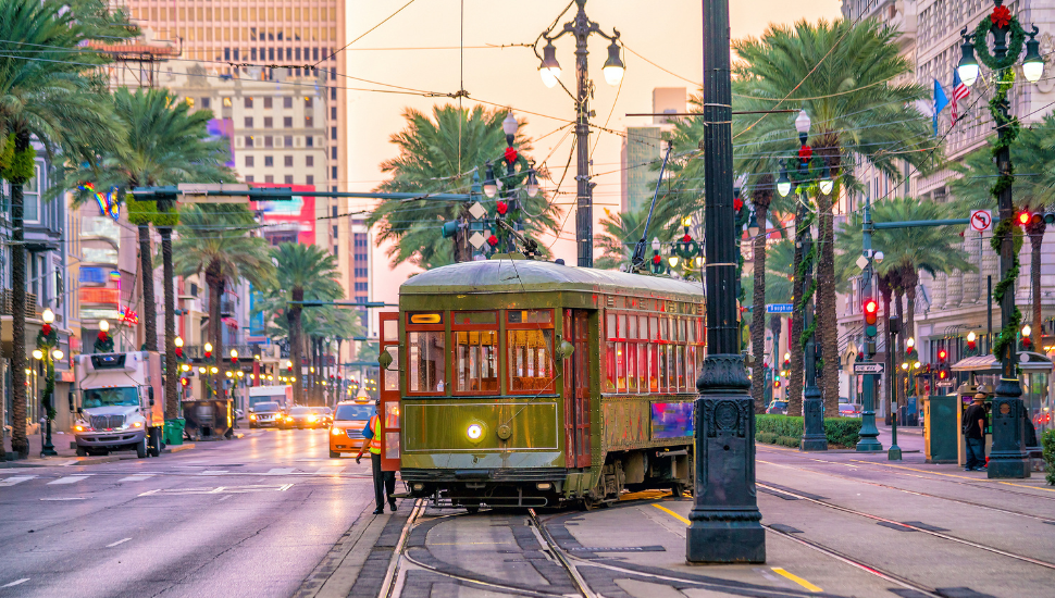 Streetcar in downtown New Orleans, USA