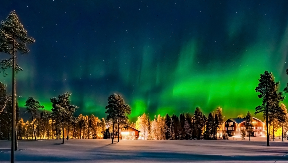 Aurora Borealis (Northern Lights) in winter Lapland