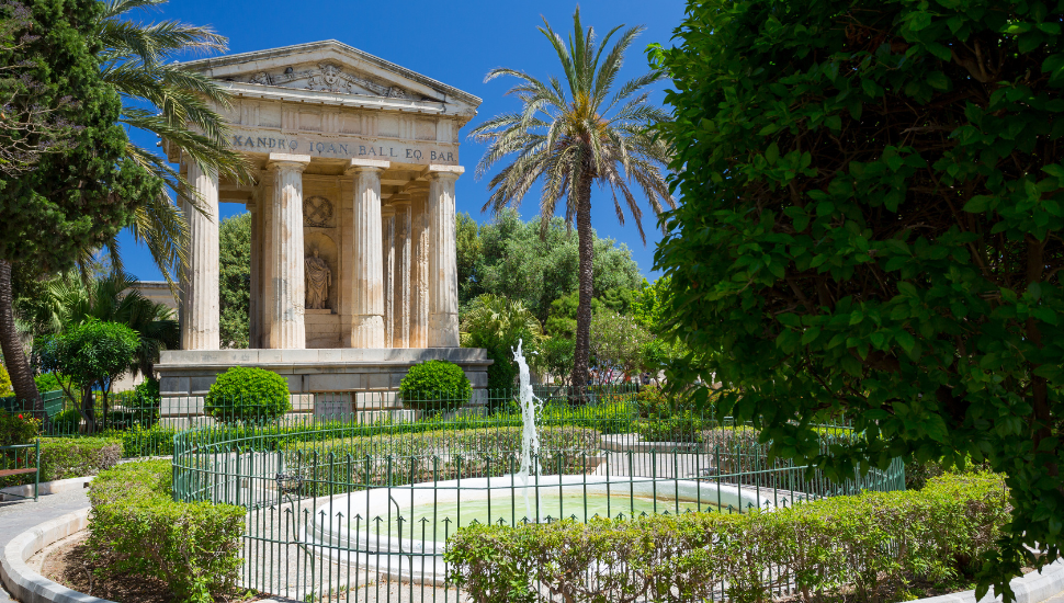 The Lower Barrakka Gardens in Valletta, Malta