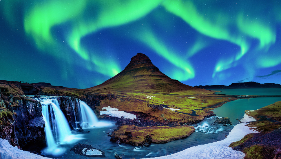 Kirkjufell mountains in winter, Iceland