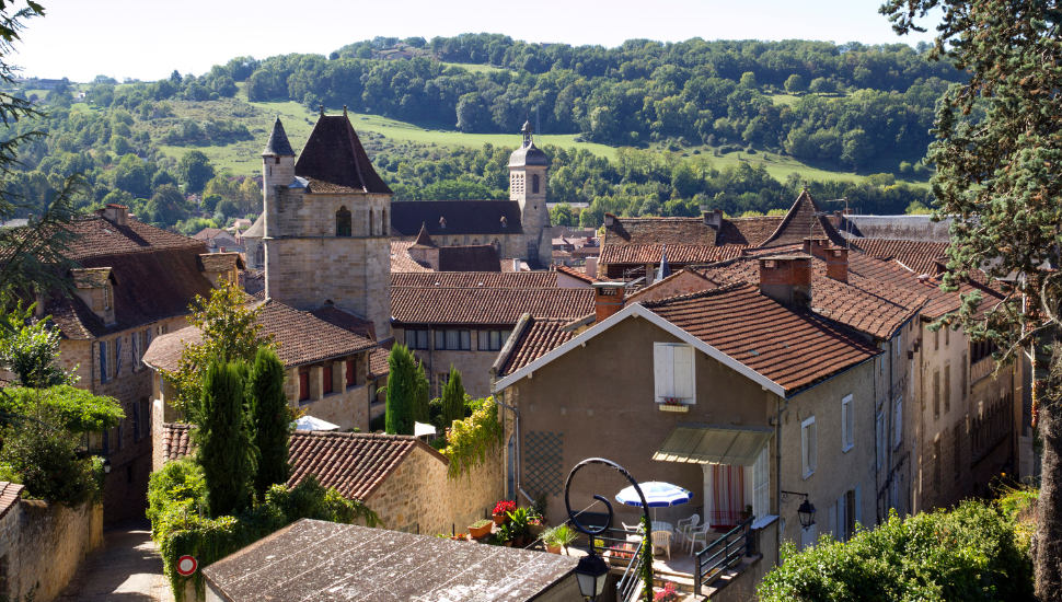 View over the rooftops of Figeac, France
