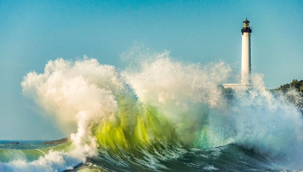 Huge wave in Biarritz in France