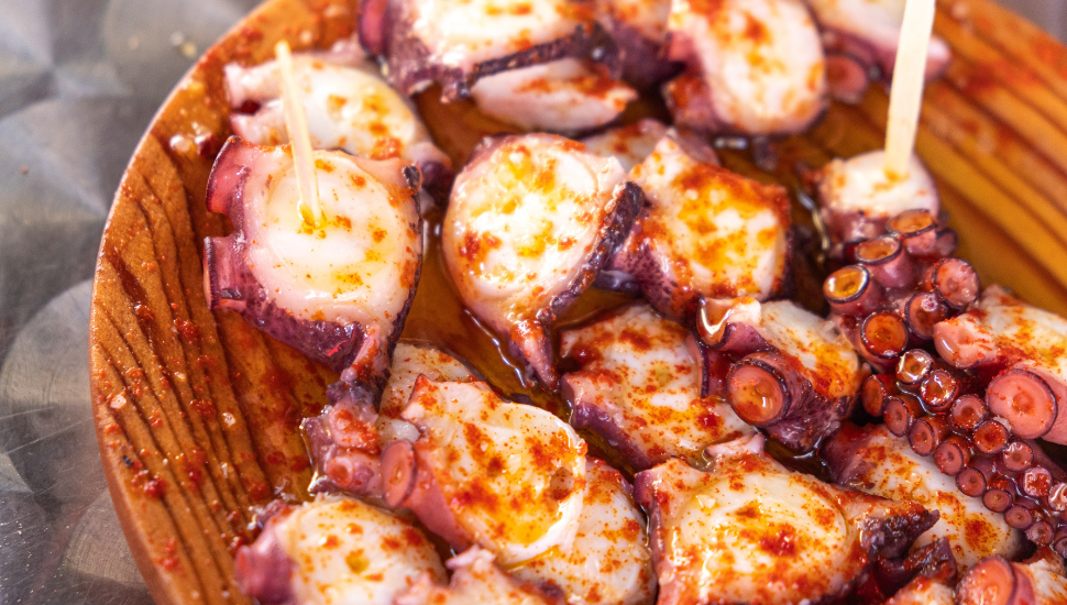 Portion of pulpo a feira, traditional octopus recipe in Galicia. Spain