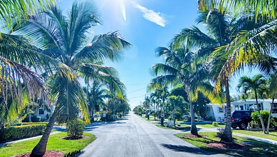 Road leading to the beach in Key West, Florida