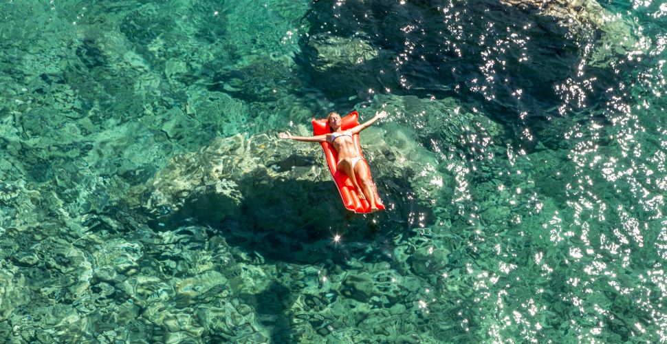 Women swimming in sea