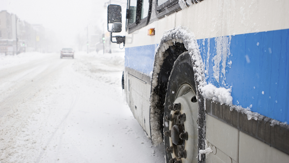 Bus in a blizzard