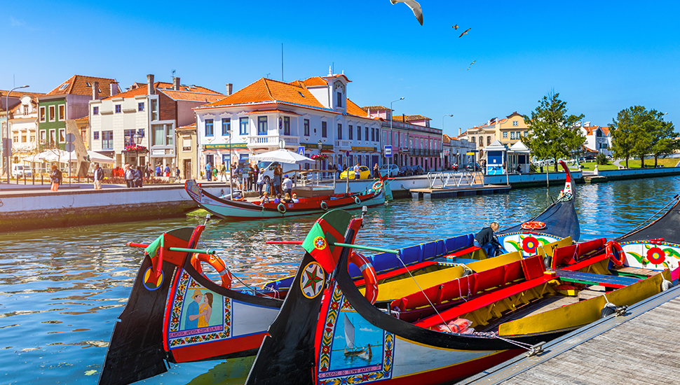 traditional boats on the canal in Aveiro