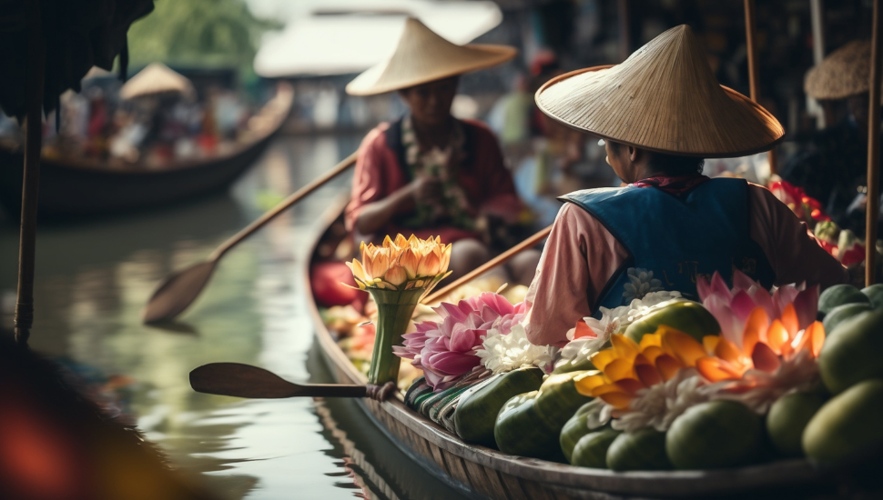 Floating market in Bangkok, Thailand