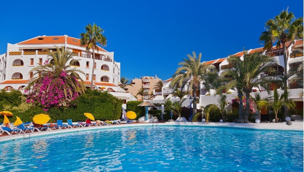 Hotel and hotel pool in Tenerife