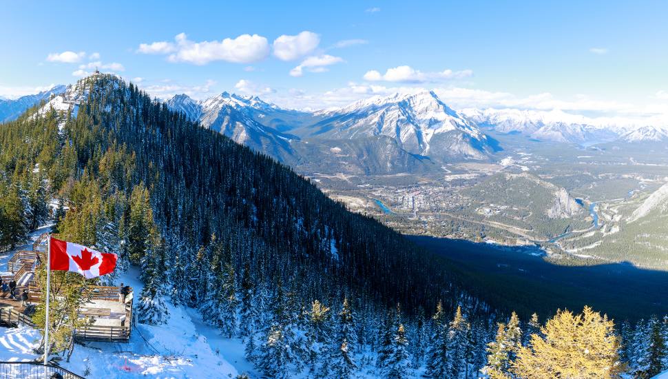 Canadian flag at Sulphur Mountains, Banff National Park