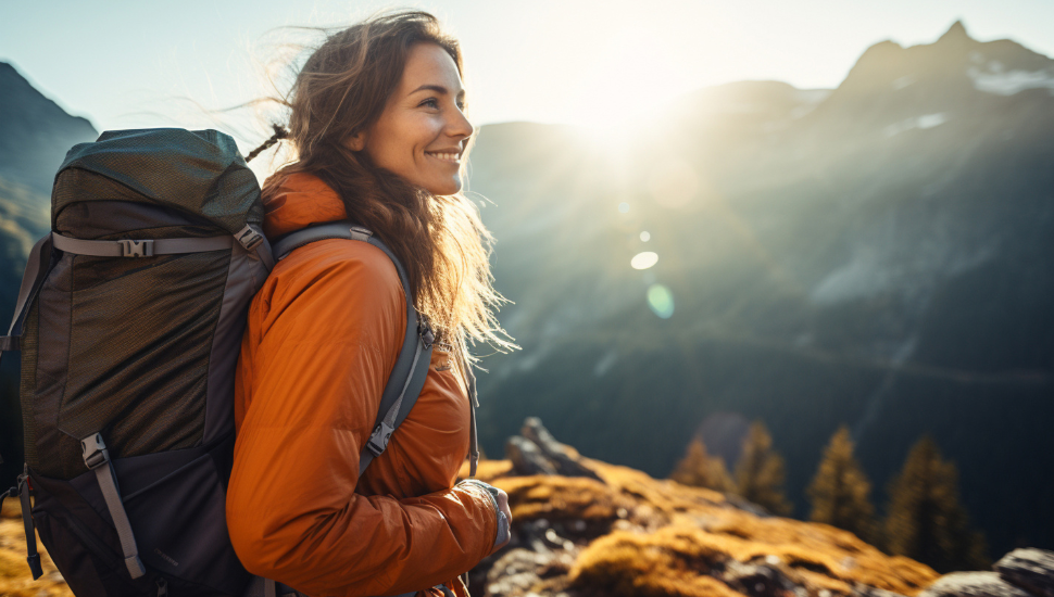 Female Backpacker in the Dolomites, Italy