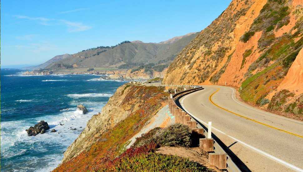 Highway 1 running along Pacific coast in California