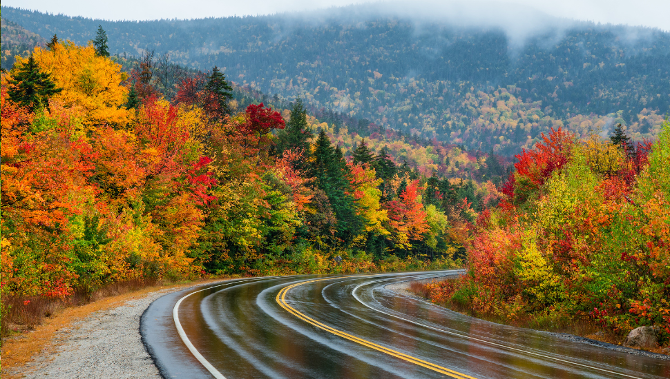 Autumn drive on the Kancamagus Scenic Highway - White Mountain New Hampshire