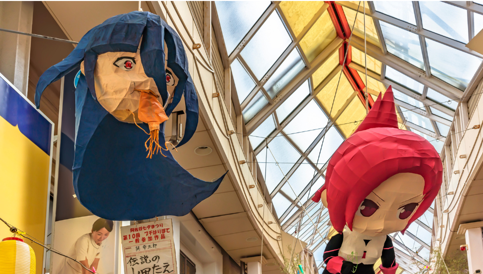 Sculptures at Tanabata festival in Tokyo, Japan