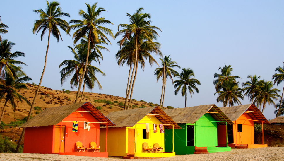 Colourful beach huts
