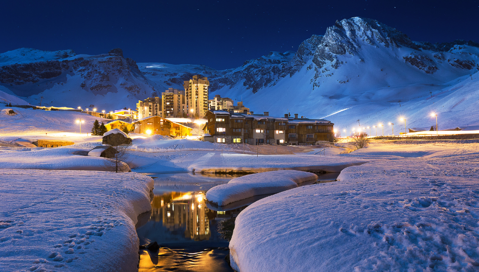 Tignes French Ski Resort at Night