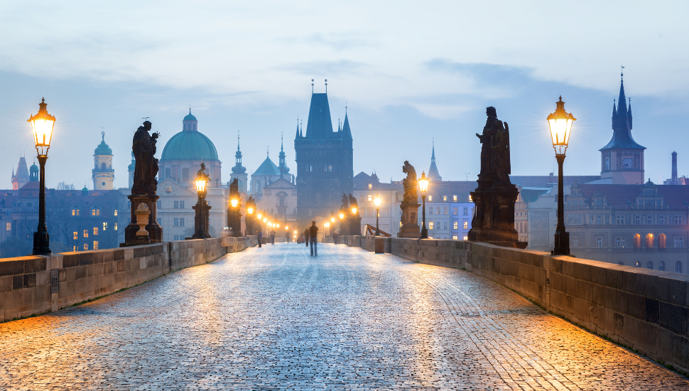 Charles Bridge in Prague, early in the morning