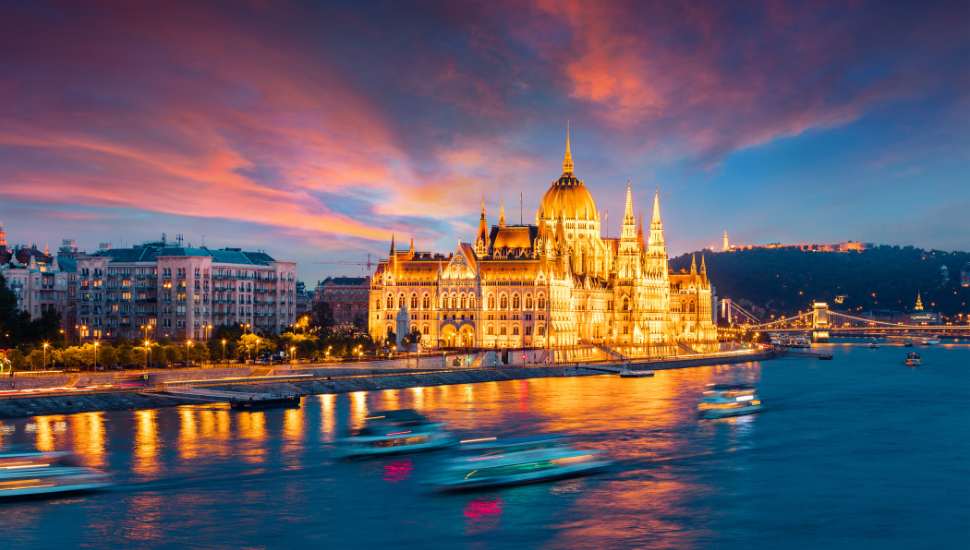 Danube river at night, Budapest