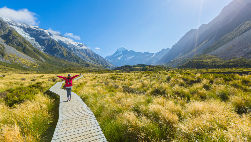 Mt. Cook National Park in New Zealand in summertime
