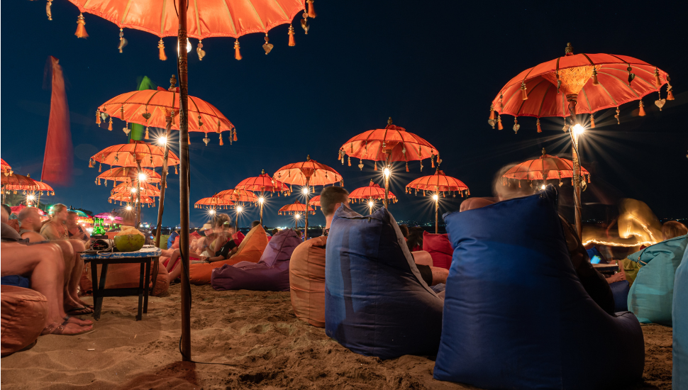 Kuta beach bar at night, Bali