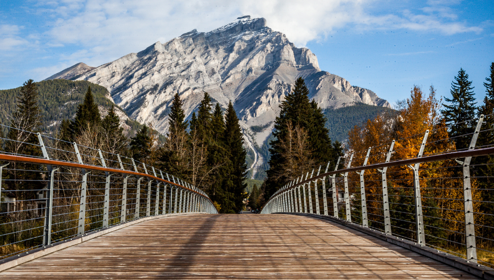 Footbridge leading to Mount Cascade, Banff National Park, Alberta, Canada
