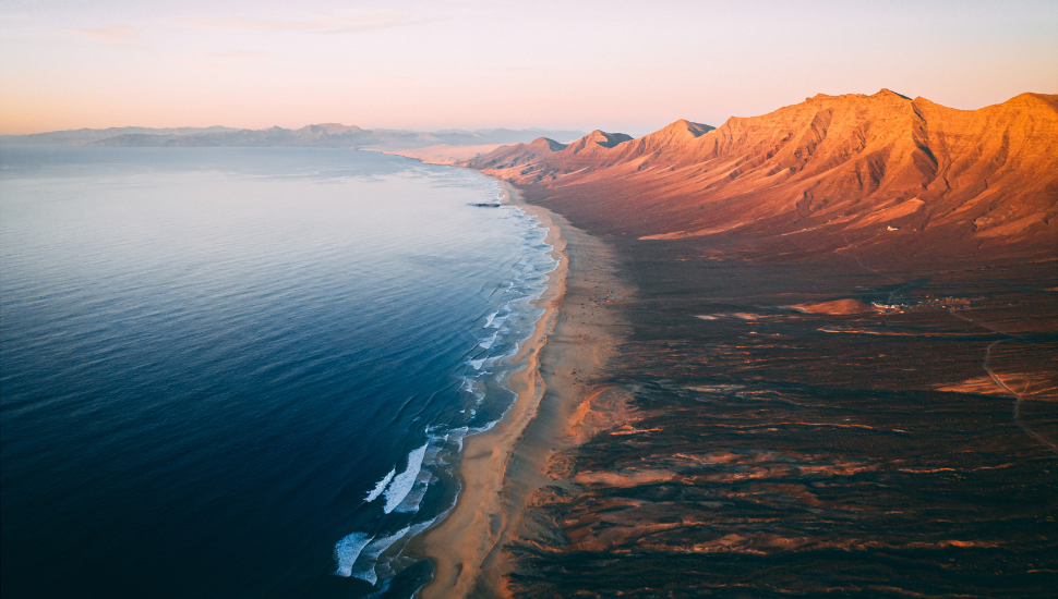 Aerial View Of Cofete Beach Valley In Fuerteventura