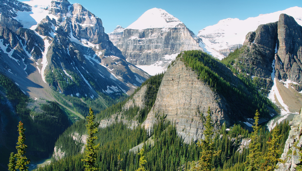 Panorama of Lake Louise from Little Beehive