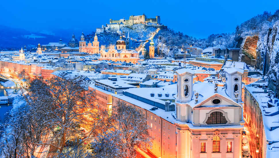 Winter view of the historic city of Salzburg, Austria