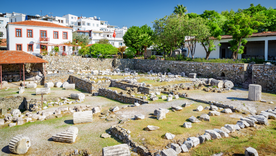 The ruins of the Mausoleum at Halicarnassus in Bodrum, Turkey