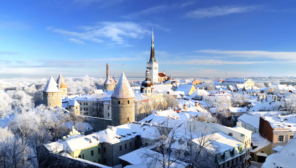 Snow covered Tallinn, Estonia