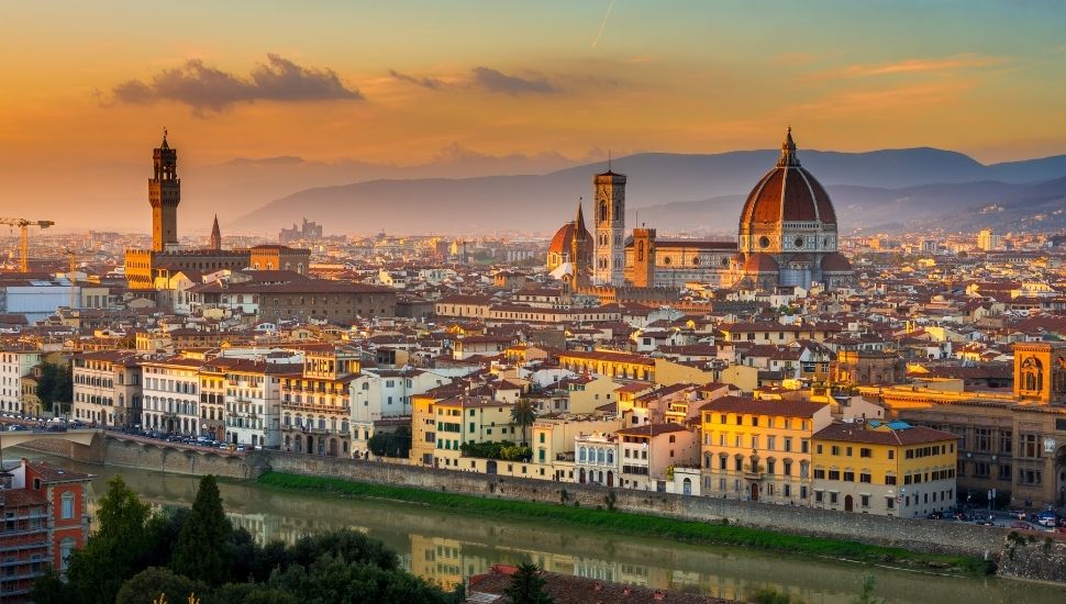 Sunset views of Florence Italy