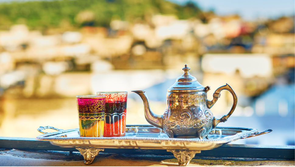 Moroccan mint tea with sweets