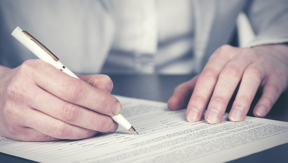 Completing form on arrival at an airport