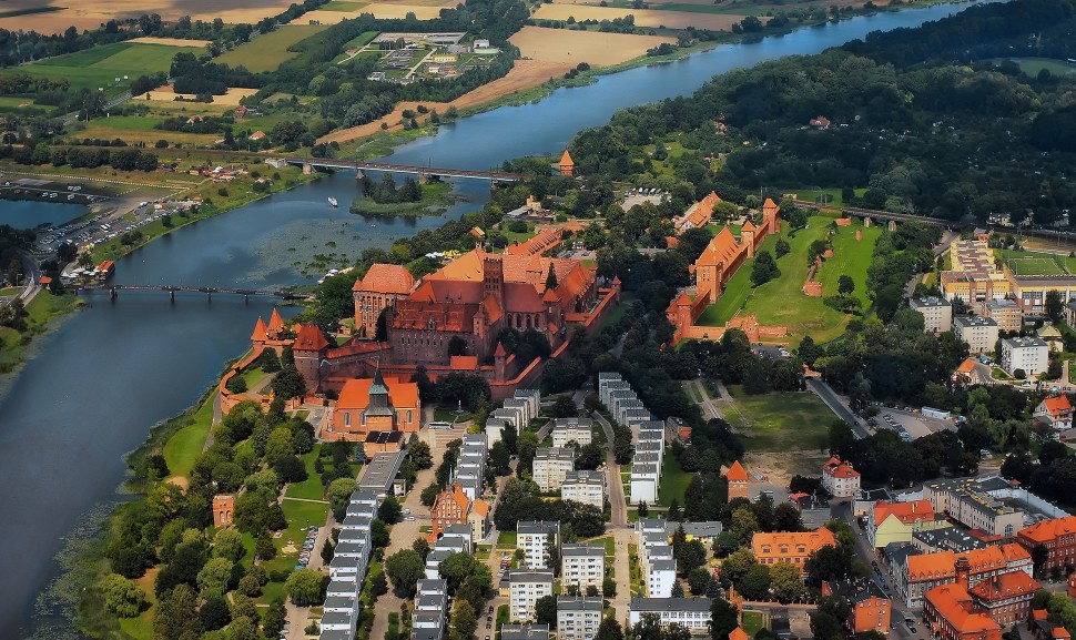 Ariel view of Malbork Castle - the biggest castle in the world