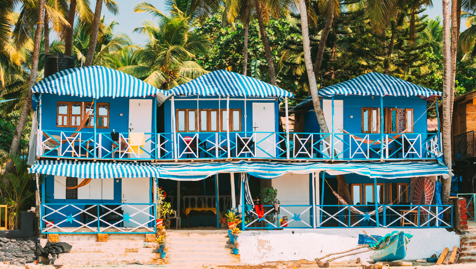 Painted Guesthouses at Palolem Beach, Goa