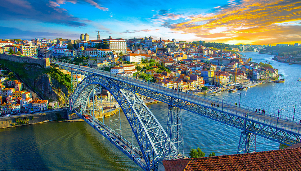 A suspended bridge in Porto, Portugal
