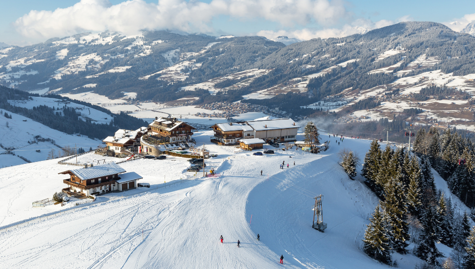 The slopes at Kirchberg in Tirol, part of the Kitzbühel ski area in Austria.