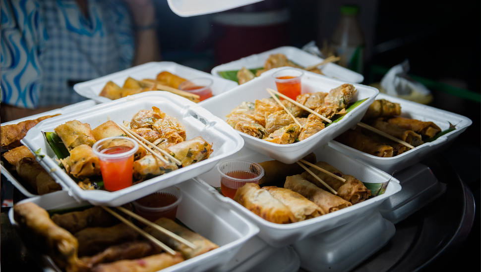 Trays of Chinese food
