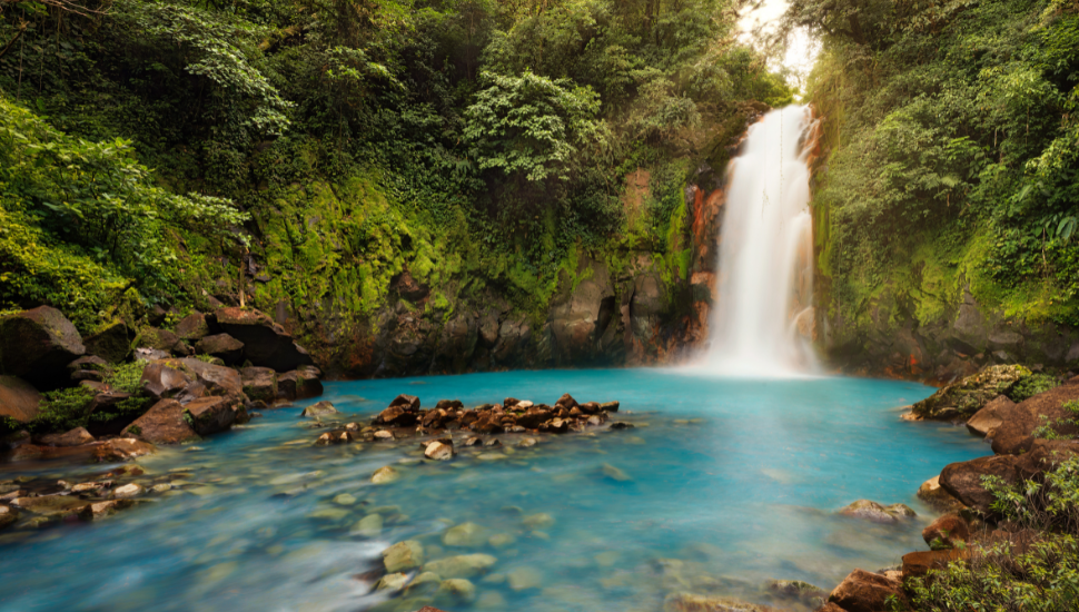 Volcan Tenorio waterfall in the jungle in Costa Rica