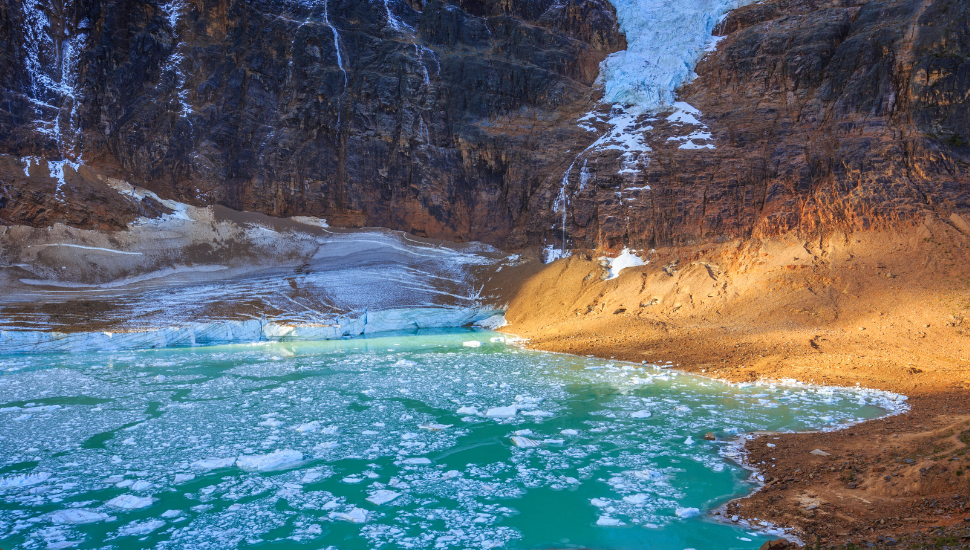 Edith Cavell Mountain and Angel glacier lake, Jasper National Park, Alberta, Canada