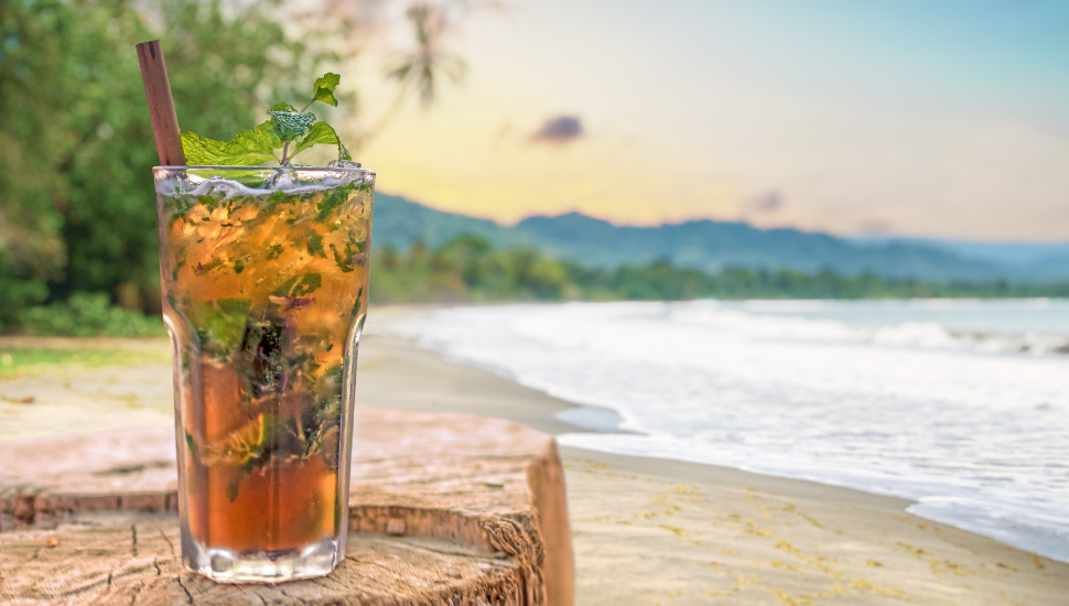 Drink at bar with sea view