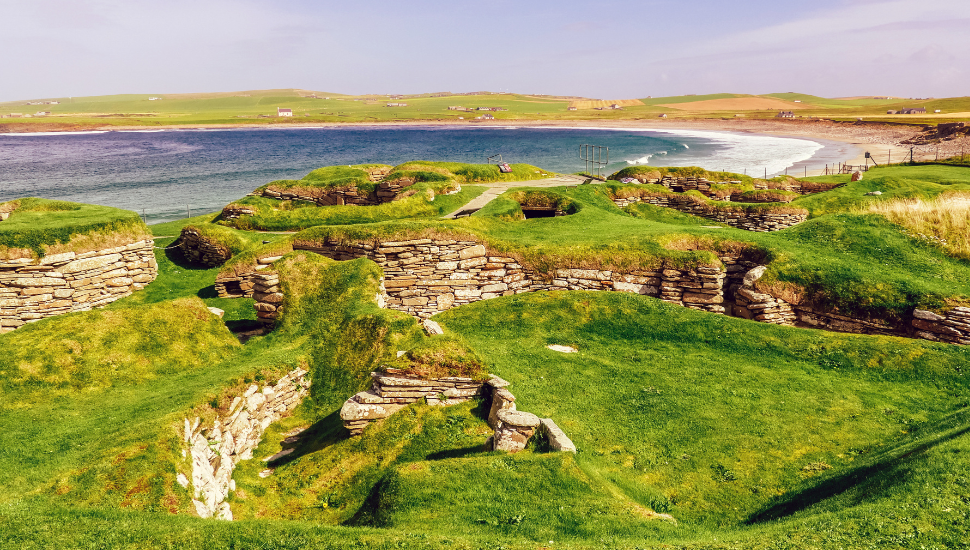Skara Brae Neolithic settlement on the Bay of Skaill, Orkney