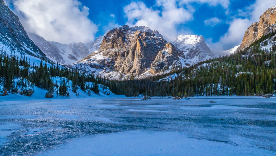 Snowshoeing to Loch Lake in Rocky Mountain National Park in Estes Park, Colorado