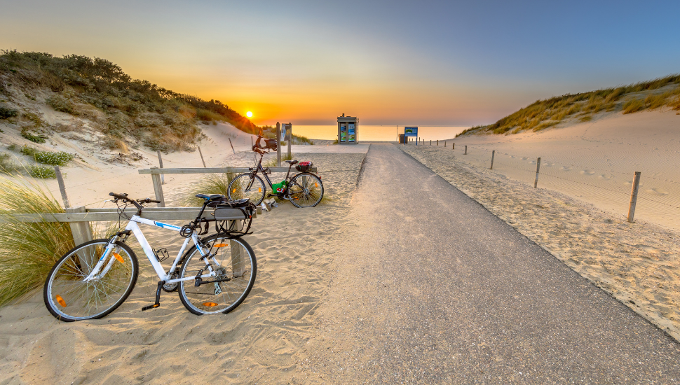 Bicycles at sand dunes in Holland