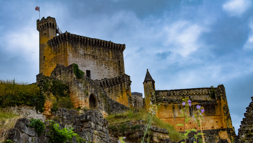 Ruins of the Chateau de Commarque in the Dordogne region of France near Sarlat