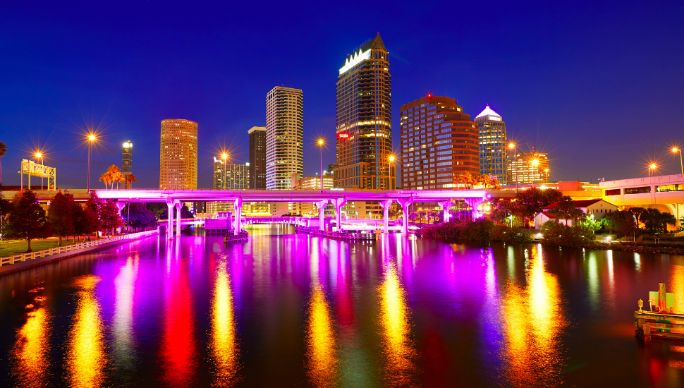 Tampa skyline at sunset
